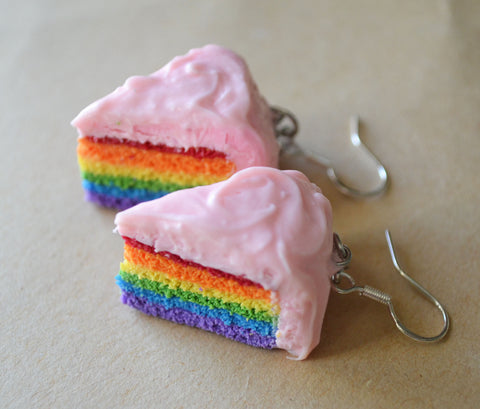 PInk Frosted Rainbow Cake Dangle Earrings