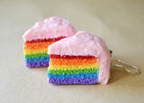 PInk Frosted Rainbow Cake Dangle Earrings