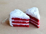 Red Velvet Cake Slice Dangle Earrings