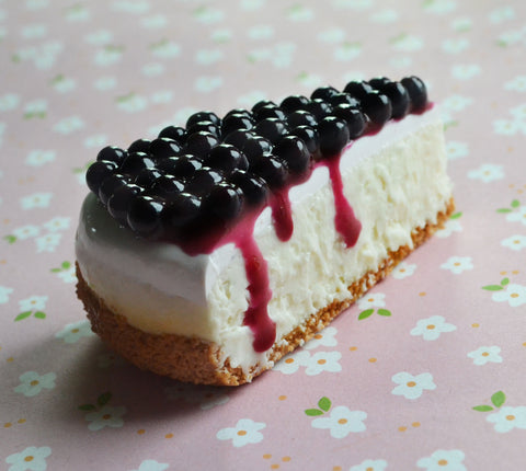 Blueberry Cheesecake Miniature Food Fridge Magnet, Food Decor, Polymer Clay