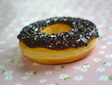 Chocolate Frosted with Chocolate Sprinkles Doughnut Magnet, Polymer Clay Mini Food