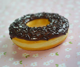 Chocolate Frosted with Chocolate Sprinkles Doughnut Magnet, Polymer Clay Mini Food
