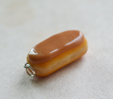 Maple Bar Doughnut charm, key chain, stitch marker, polymer clay realistic mini food