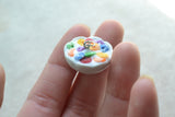 Miniature Bowl of Fruit Loops Cereal Polymer Clay Charm, Key Chain, or Stitch Marker