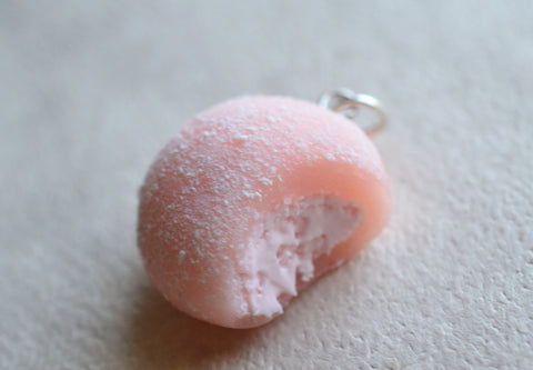 Strawberry Ice Cream Mochi Charm, Key Chain, Stitch Marker Polymer Clay Mini Food