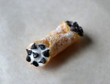 Chocolate Chip Cannoli Charm Key chain or Stitch Marker Polymer clay mini food