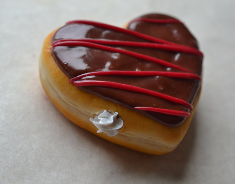 Polymer Clay Miniature Valentine's Day Chocolate Drizzle Heart Shaped Doughnut Magnet