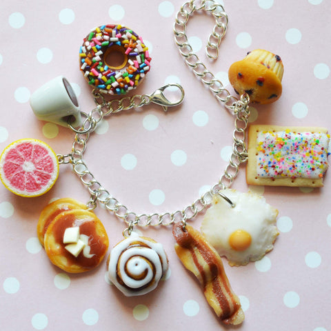 Breakfast foods charm bracelet