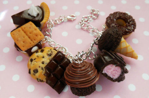 Poptart Mini Food Charm Bracelet, Polymer Clay