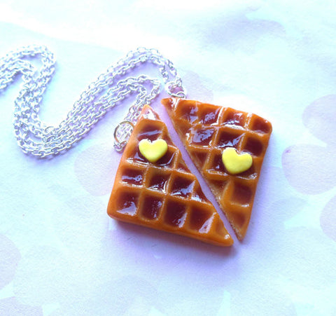 Waffle Best Friend BFF Necklaces Necklace Set Friendship Necklaces