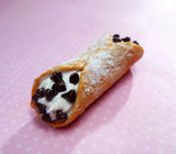 Chocolate Chip Cannoli Polymer Clay Food Magnet Fridge Magnet Polymer Clay Magnet