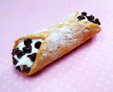 Chocolate Chip Cannoli Polymer Clay Food Magnet Fridge Magnet Polymer Clay Magnet