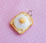 Fried Egg on Toast Polymer Clay Charm or Key Chain