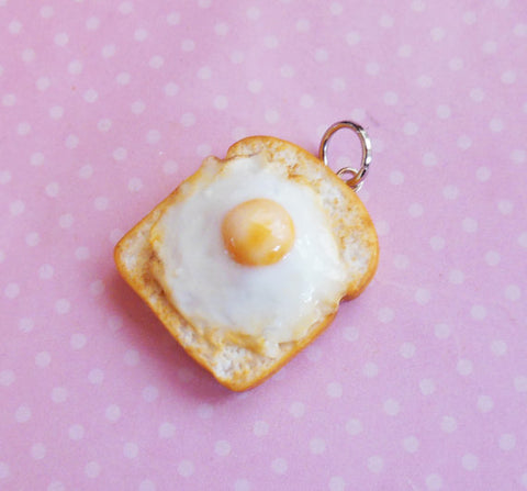 Fried Egg on Toast Polymer Clay Charm or Key Chain