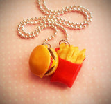 Burger and Fries Fast Food Necklace - Polymer Clay