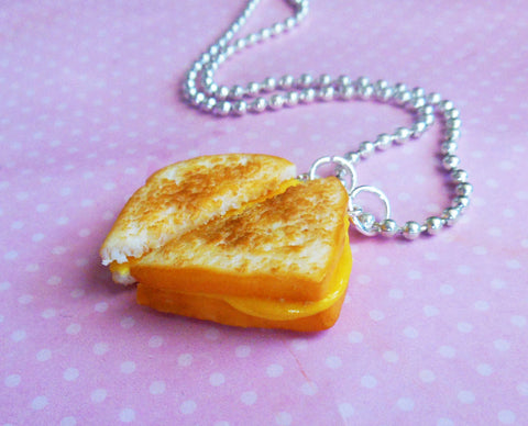 grilled cheese sandwich necklace, Polymer Clay