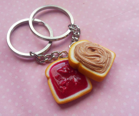 Strawberry Peanut Butter and Jelly Friendship Best Friends Key Chain Set