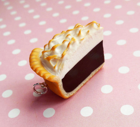 Chocolate Meringue Pie Slice Polymer Clay Charm or Key Chain