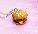 Cheeseburger Necklace , Polymer Clay