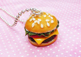 Cheeseburger Necklace , Polymer Clay