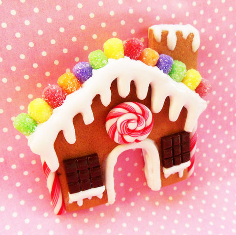 Gingerbread House Polymer Clay Christmas Magnet