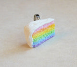 Pastel Rainbow Cake Slice Ring, Polymer Clay