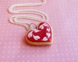 Valentine's Day Red Heart Sugar Cookie Necklace, Polymer Clay
