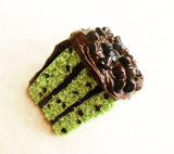 Mint Chocolate Chip Layer Cake Slice Polymer Clay Charm or Key Chain