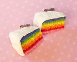 Rainbow Layer Cake Polymer Clay Stud Earrings