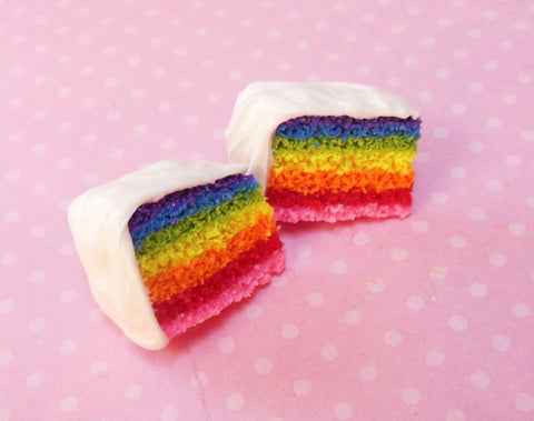 Rainbow Layer Cake Polymer Clay Stud Earrings