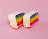 Rainbow Layer Cake Polymer Clay Stud Earrings