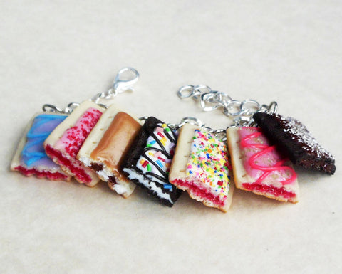 Poptart Mini Food Charm Bracelet, Polymer Clay