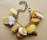 Lemon Dessert Charm Bracelet. Polymer Clay mini Food