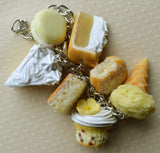 Lemon Dessert Charm Bracelet. Polymer Clay mini Food