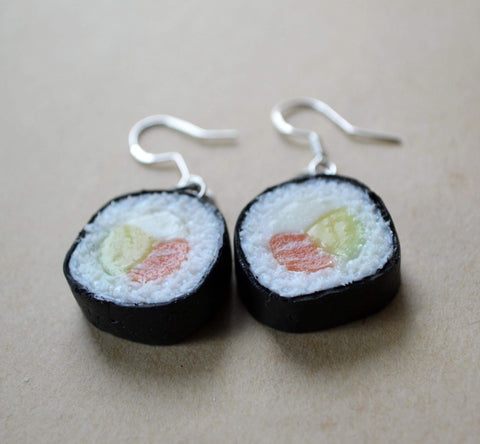 Maki Roll Salmon Sushi Dangle Earrings
