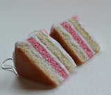 Strawberry Vanilla Layer Cake Slice Dangle Earrings